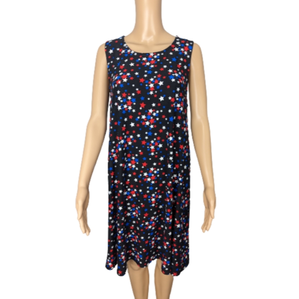 Harlow & Rose Black Patriotic Star Print Dress L